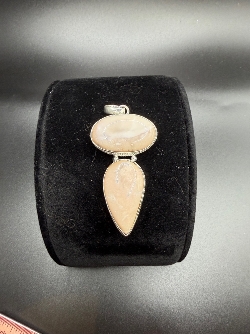 Pink Opal Large Statement Pendant 3” 20g 925 Sterling Silver Bail